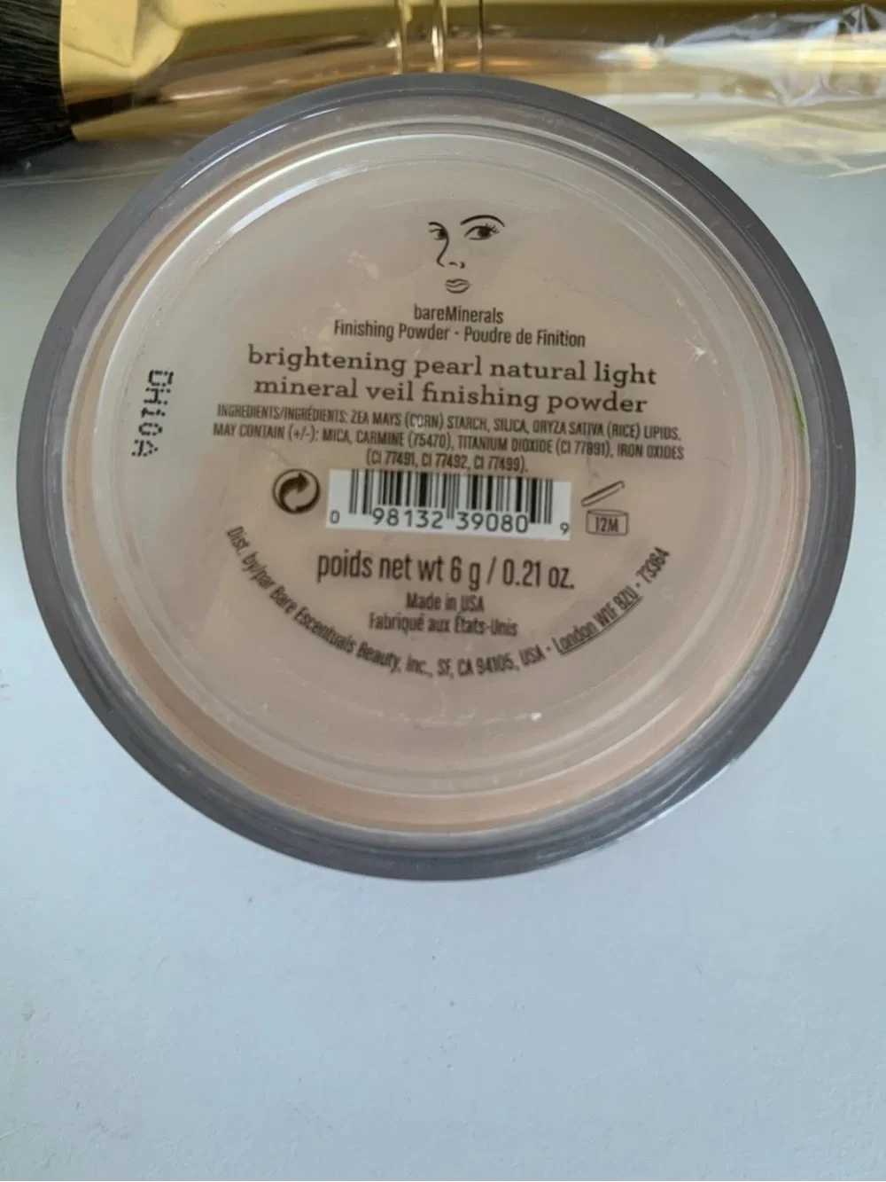 Bareminerals Brightening Pearl Natural Light Mineral Veil 6 g/.21 Oz + Brush